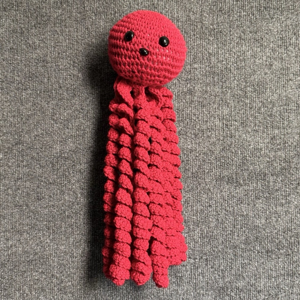 Handmade Crochet Amigurumi Octopus‎ Plush 17" Red Stuffed Sea Creature OOAK